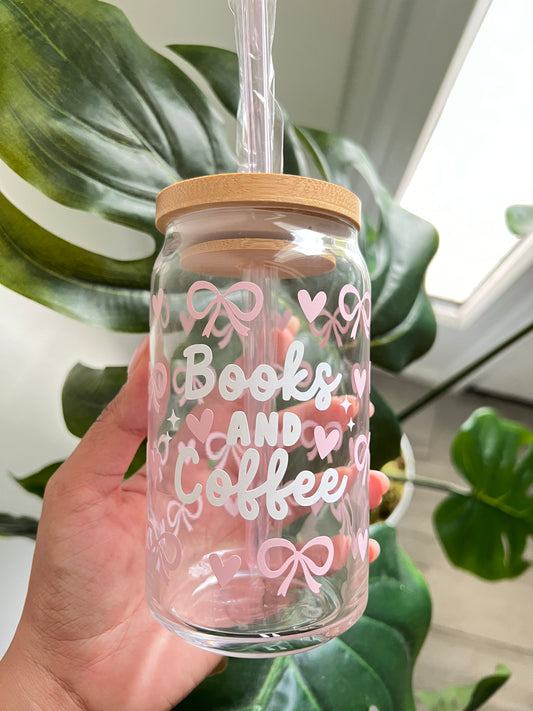 BOOKS AND COFFEE GLASS