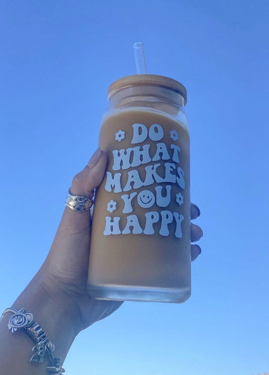 Happy Vibes 20oz Glass Cup